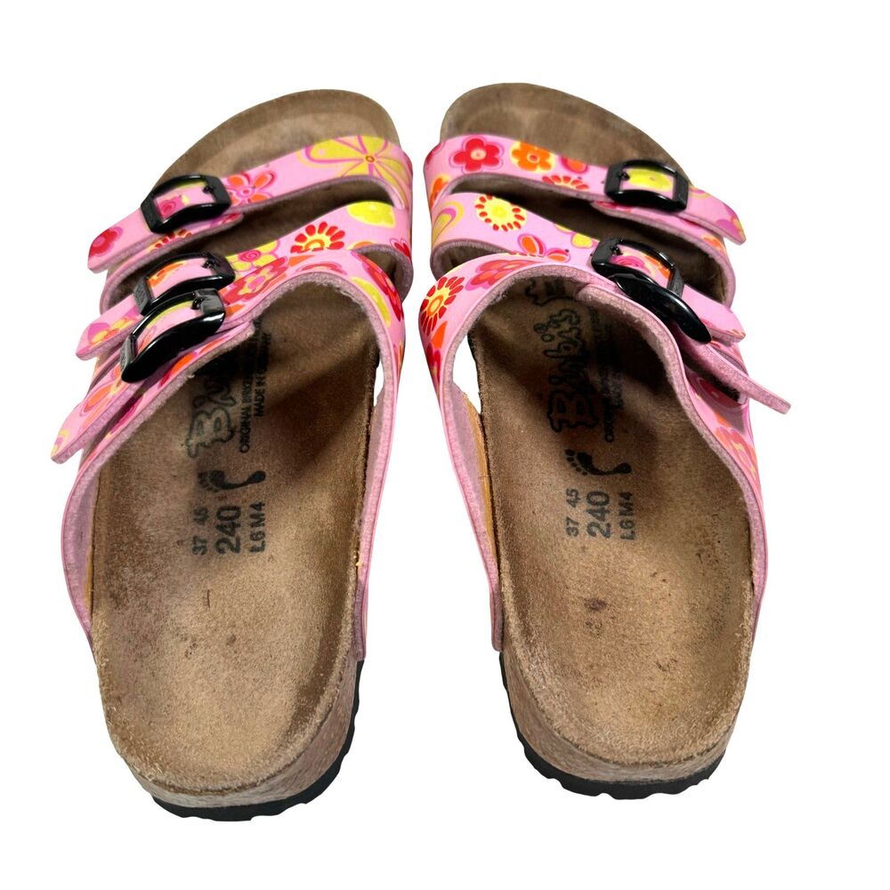 BIRKENSTOCK Sandals Women's Size 6 Pink Flowers Print Floral Triple Buckle Strap